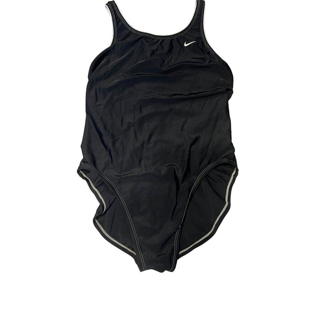 Nike Womens Solid Racerback Women's Size 8 One Piece Black Swimsuit Competition